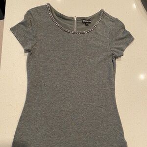 Short Sleeve Fitted Top with Accent Neckline